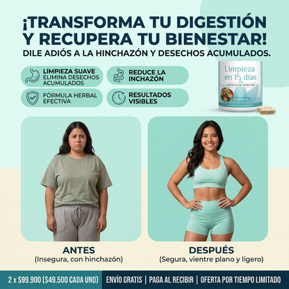 Limpieza Digestiva de Colon 15 Días – Cápsulas Naturales