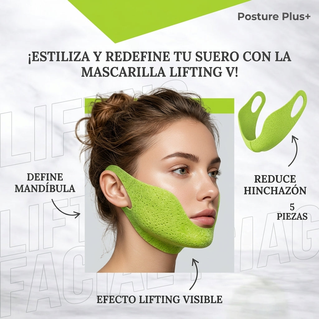 Mascarilla V-Lift para Cuello y Papada (Efecto Lifting)